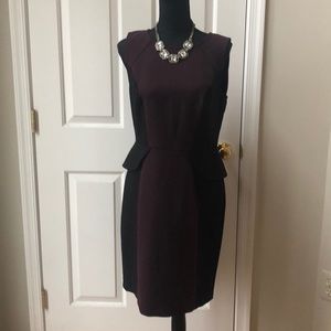 Loft dress  merlot and black peplum dress size 8